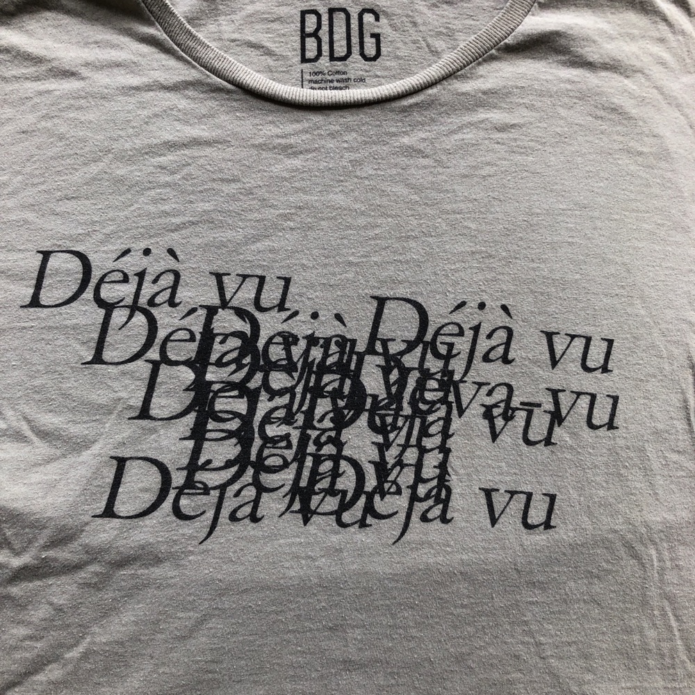 Cropped “Deja vu” Tee Shirt, Beige, Small